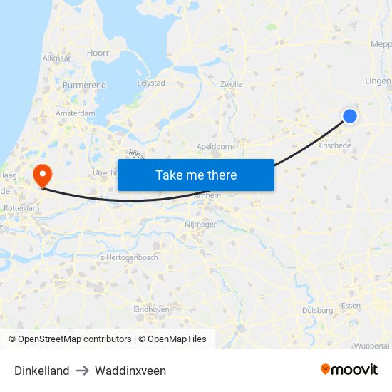 Dinkelland to Waddinxveen map