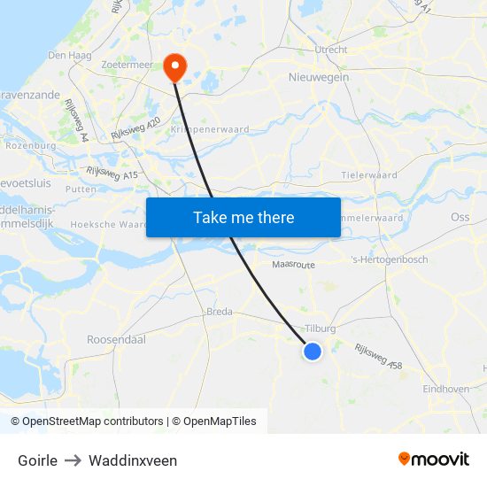 Goirle to Waddinxveen map