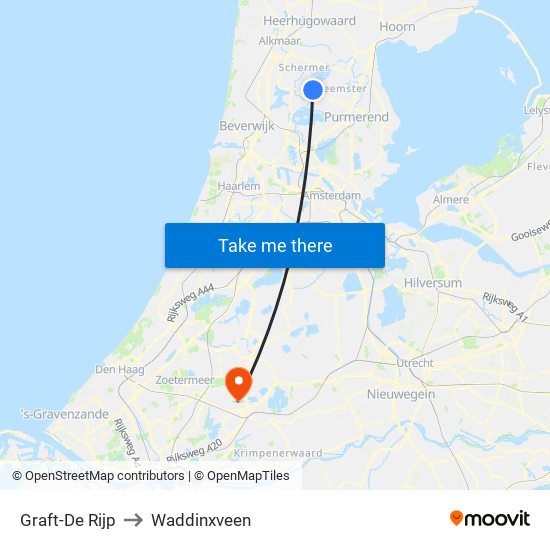 Graft-De Rijp to Waddinxveen map