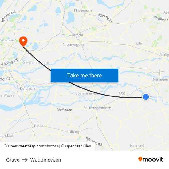 Grave to Waddinxveen map