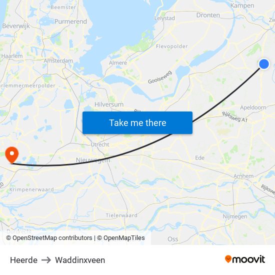 Heerde to Waddinxveen map