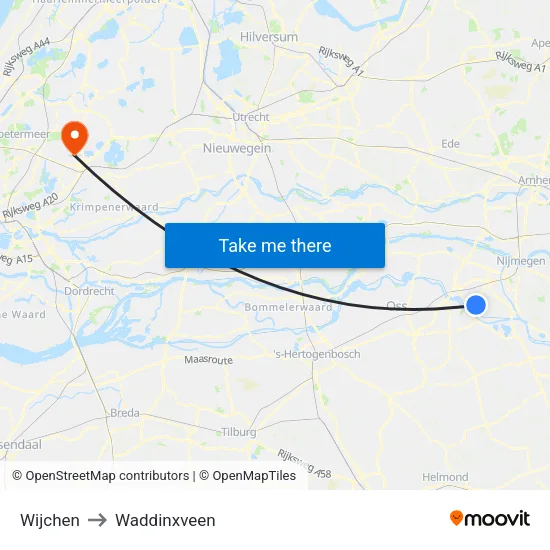 Wijchen to Waddinxveen map