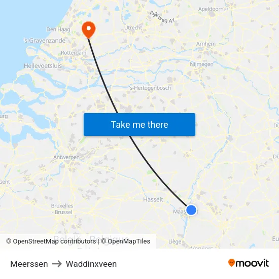 Meerssen to Waddinxveen map
