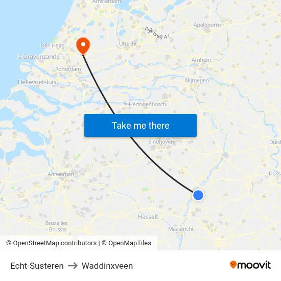 Echt-Susteren to Waddinxveen map