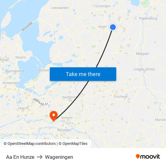 Aa En Hunze to Wageningen map