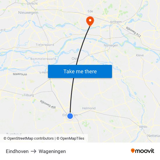 Eindhoven to Wageningen map