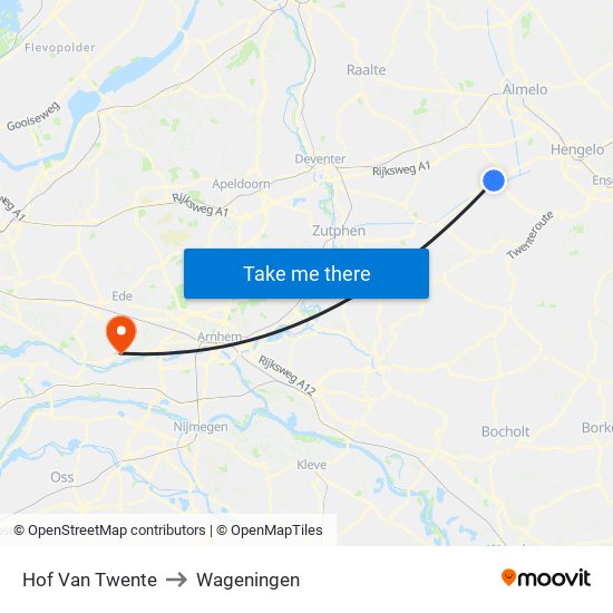 Hof Van Twente to Wageningen map