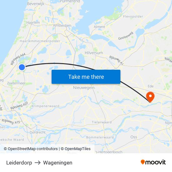 Leiderdorp to Wageningen map