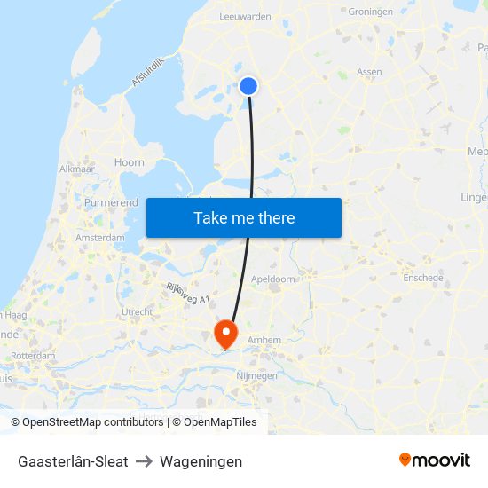 Gaasterlân-Sleat to Wageningen map