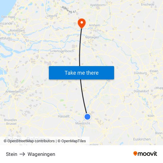 Stein to Wageningen map