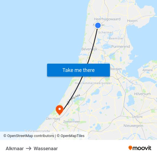Alkmaar to Wassenaar map