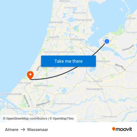 Almere to Wassenaar map