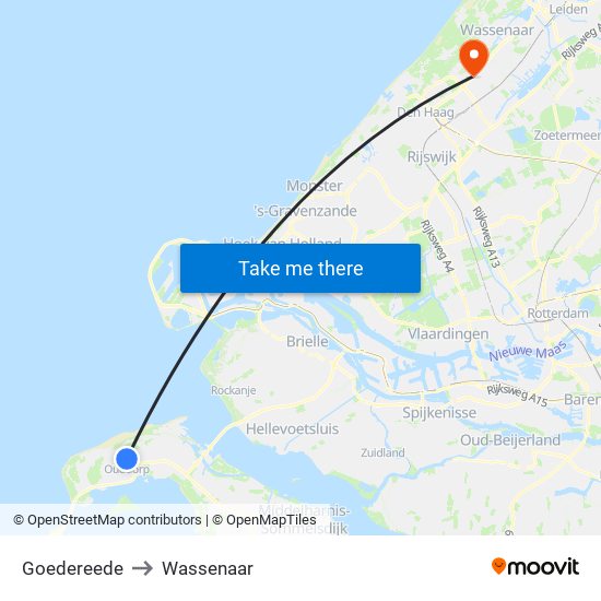 Goedereede to Wassenaar map