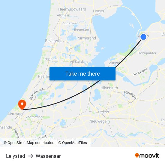 Lelystad to Wassenaar map