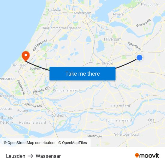 Leusden to Wassenaar map