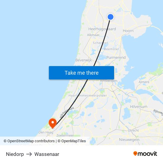 Niedorp to Wassenaar map