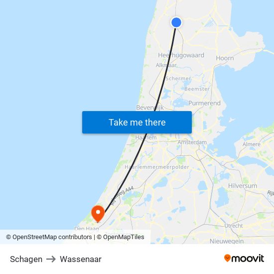 Schagen to Wassenaar map