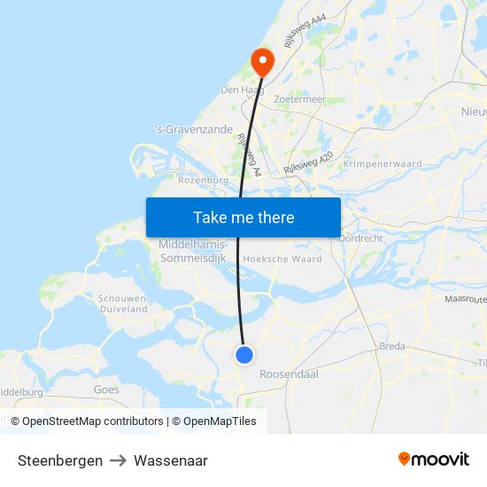Steenbergen to Wassenaar map