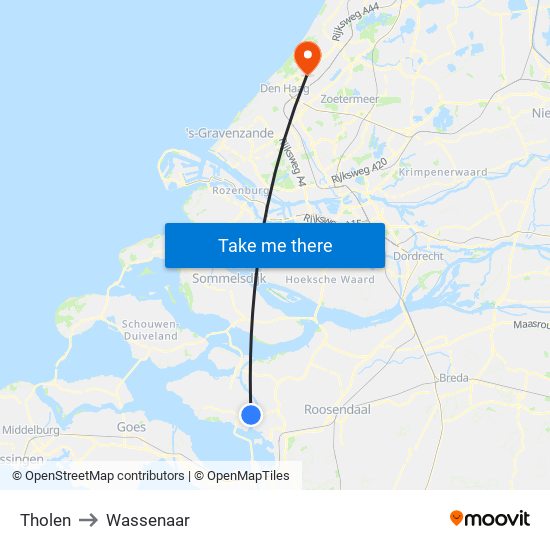 Tholen to Wassenaar map