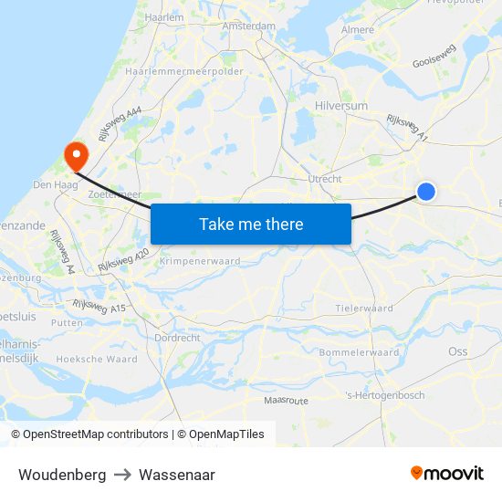 Woudenberg to Wassenaar map