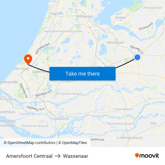 Amersfoort Centraal to Wassenaar map