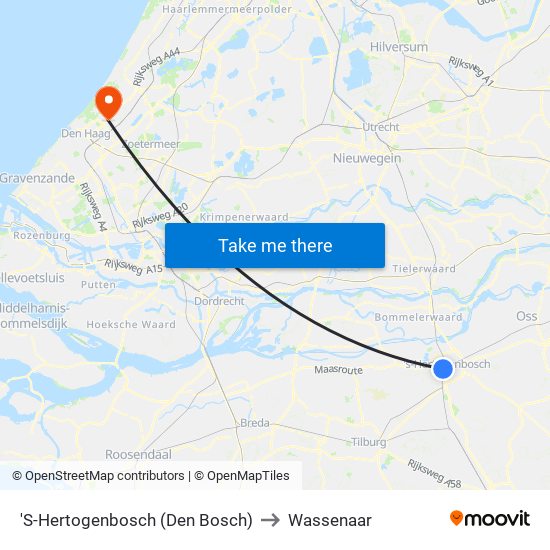 'S-Hertogenbosch (Den Bosch) to Wassenaar map