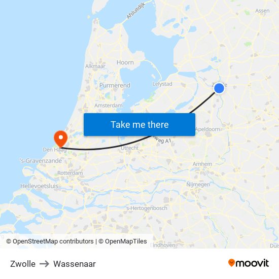 Zwolle to Wassenaar map