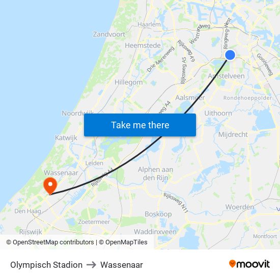 Olympisch Stadion to Wassenaar map