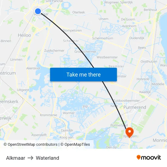 Alkmaar to Waterland map