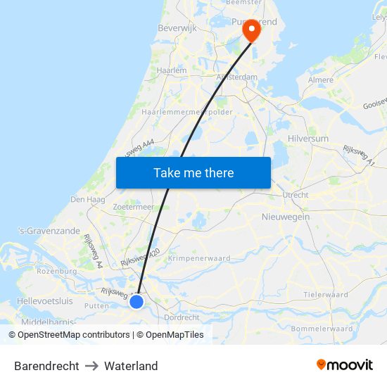 Barendrecht to Waterland map