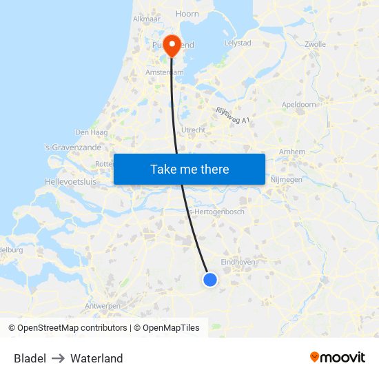 Bladel to Waterland map