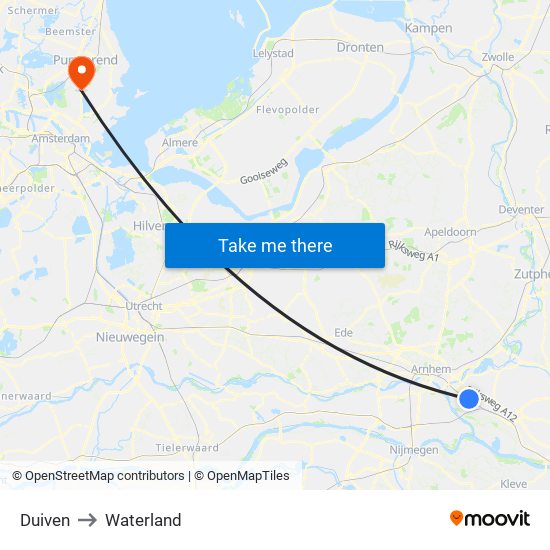 Duiven to Waterland map