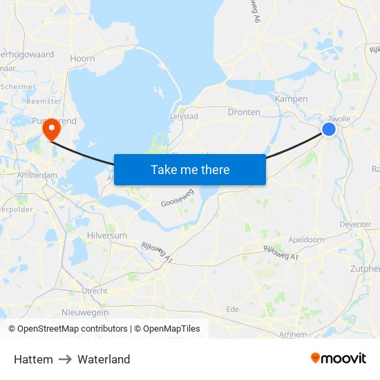 Hattem to Waterland map