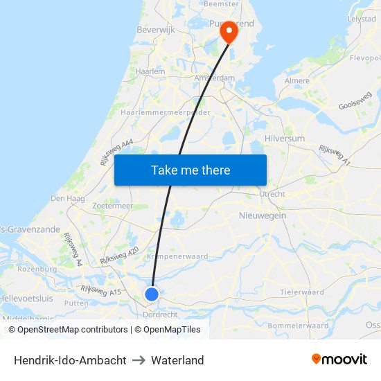 Hendrik-Ido-Ambacht to Waterland map