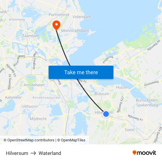 Hilversum to Waterland map