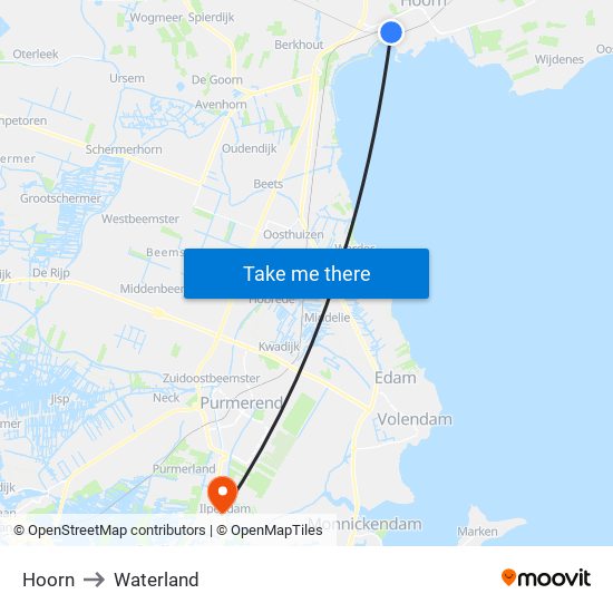 Hoorn to Waterland map