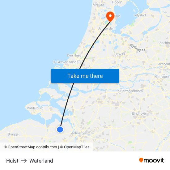 Hulst to Waterland map