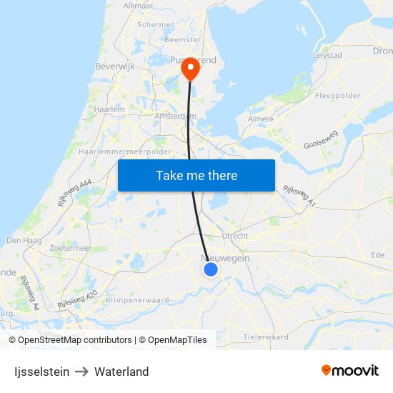 Ijsselstein to Waterland map