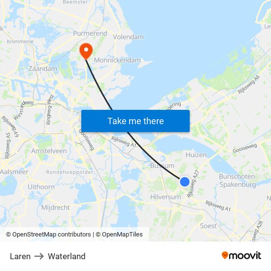 Laren to Waterland map