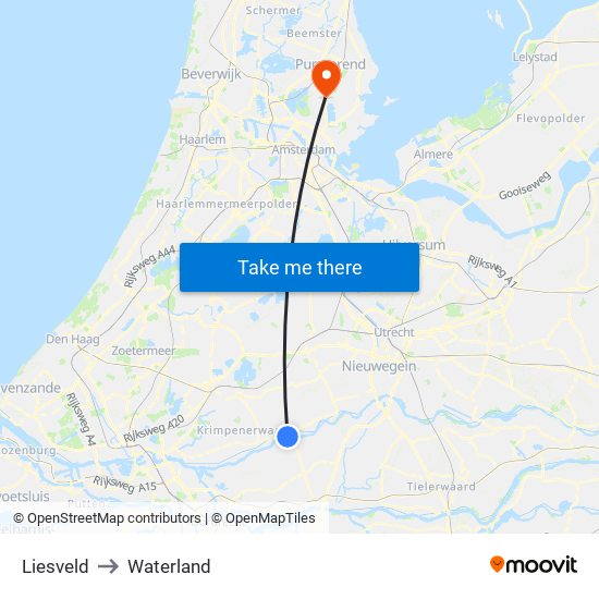 Liesveld to Waterland map