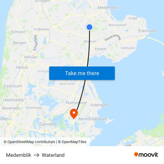 Medemblik to Waterland map