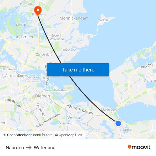 Naarden to Waterland map