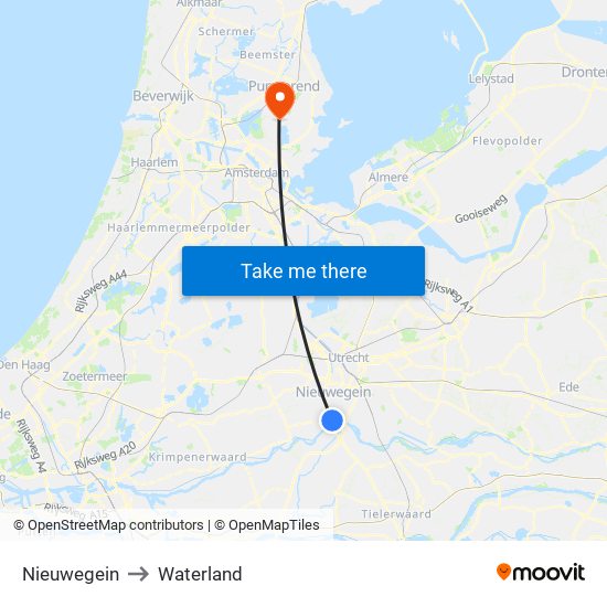 Nieuwegein to Waterland map