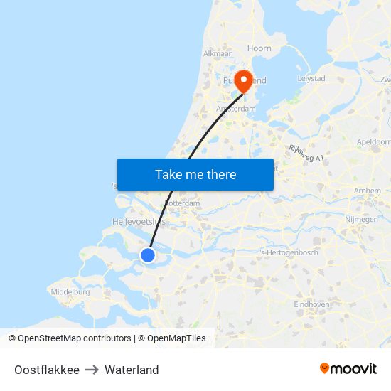 Oostflakkee to Waterland map