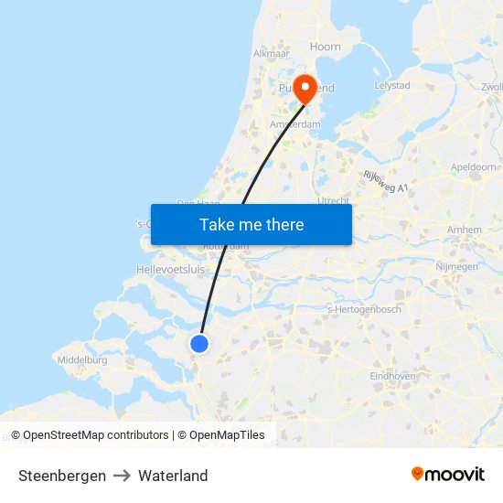 Steenbergen to Waterland map