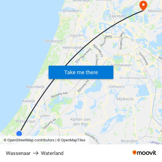 Wassenaar to Waterland map