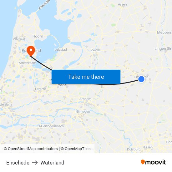 Enschede to Waterland map