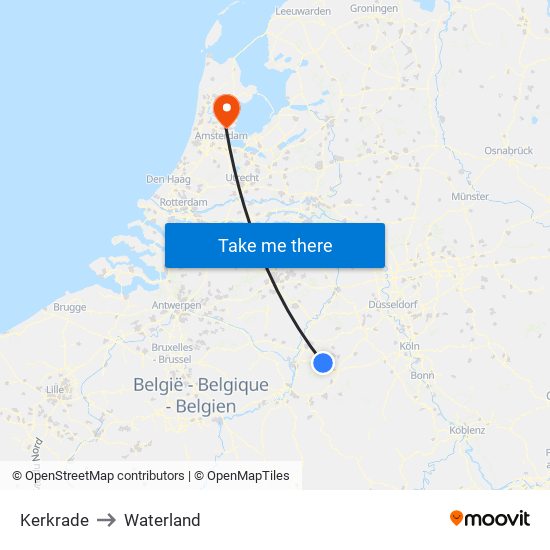 Kerkrade to Waterland map