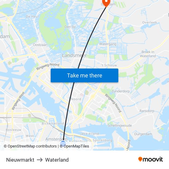 Nieuwmarkt to Waterland map