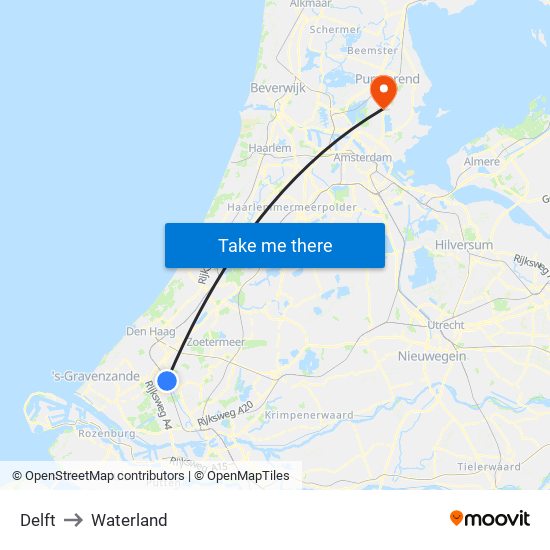 Delft to Waterland map